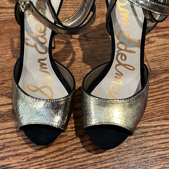 Sam Edelman Gold & Black Stiletto Strappy Heels - Picture 6 of 6
